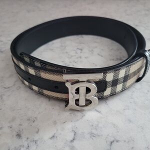 Burberry Black and Cream Plaid Women's Belt